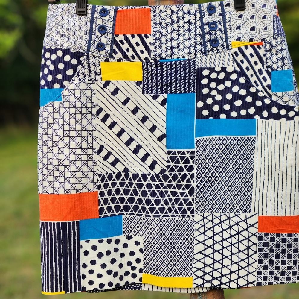 We Love Vera Anthropologie Patchwork Couderoy Mini Skirt 6